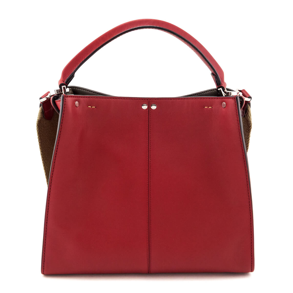 Fendi Red Vitello Seta Glazed Fabric FF 1974 Medium Peekaboo X-Lite - Love that Bag etc - Preowned Authentic Designer Handbags Preloved Fashions