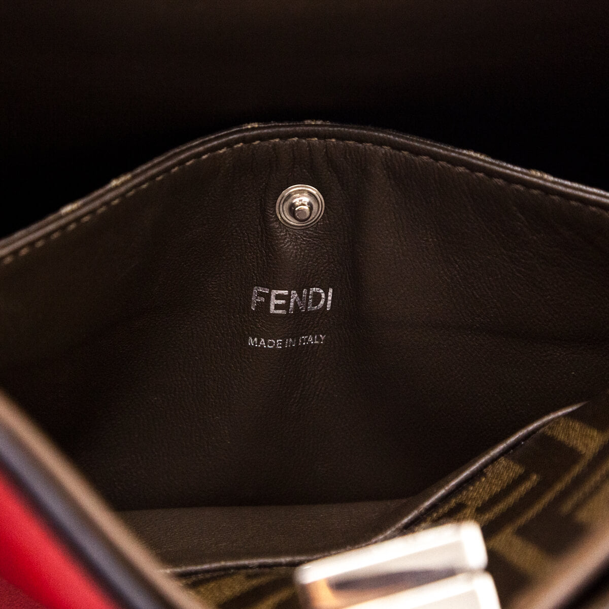 Fendi Red Vitello Seta Glazed Fabric FF 1974 Medium Peekaboo X-Lite - Love that Bag etc - Preowned Authentic Designer Handbags Preloved Fashions