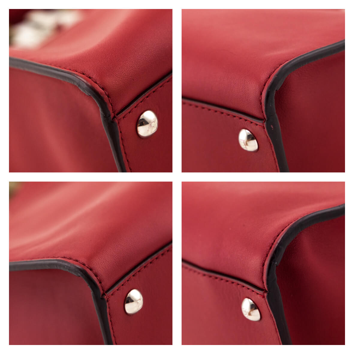 Fendi Red Vitello Seta Glazed Fabric FF 1974 Medium Peekaboo X-Lite - Love that Bag etc - Preowned Authentic Designer Handbags Preloved Fashions