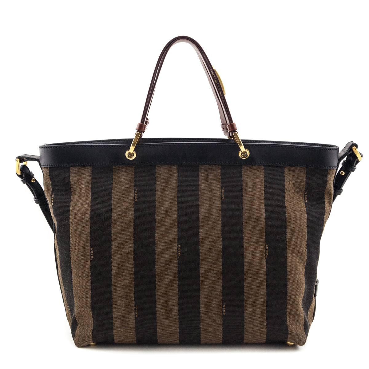 Fendi Tobacco Pequin Striped Vitello Tote - Love that Bag etc - Preowned Authentic Designer Handbags Preloved Fashions