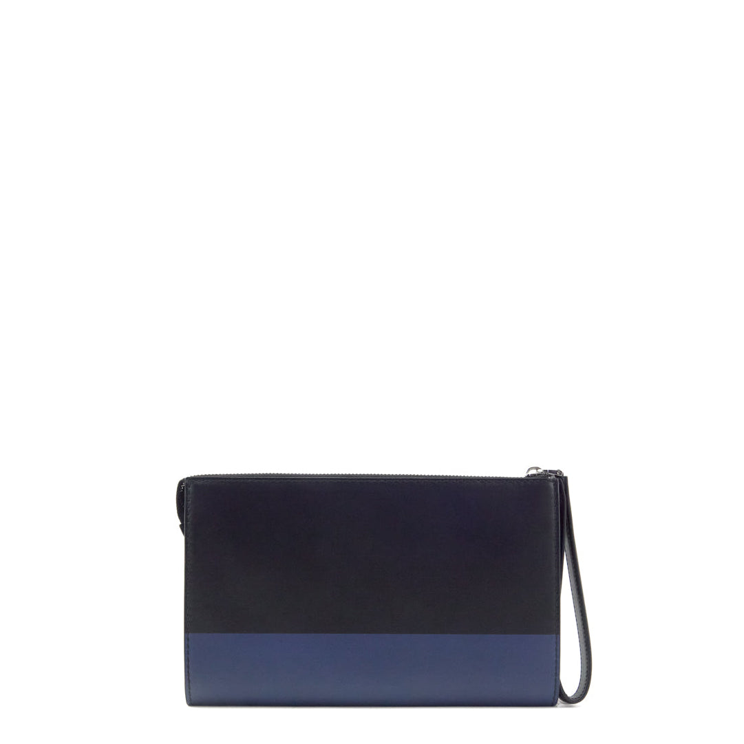 Ferragamo Black Navy Calfskin Gancini Clutch - Love that Bag etc - Preowned Authentic Designer Handbags Preloved Fashions