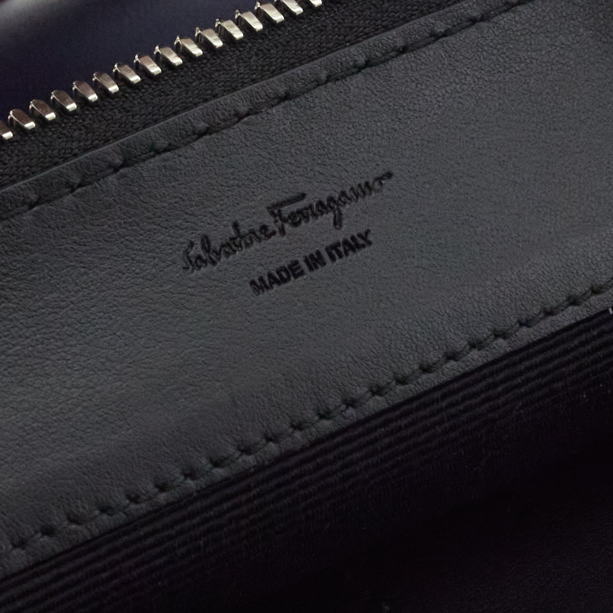 Ferragamo Black Navy Calfskin Gancini Clutch - Love that Bag etc - Preowned Authentic Designer Handbags Preloved Fashions