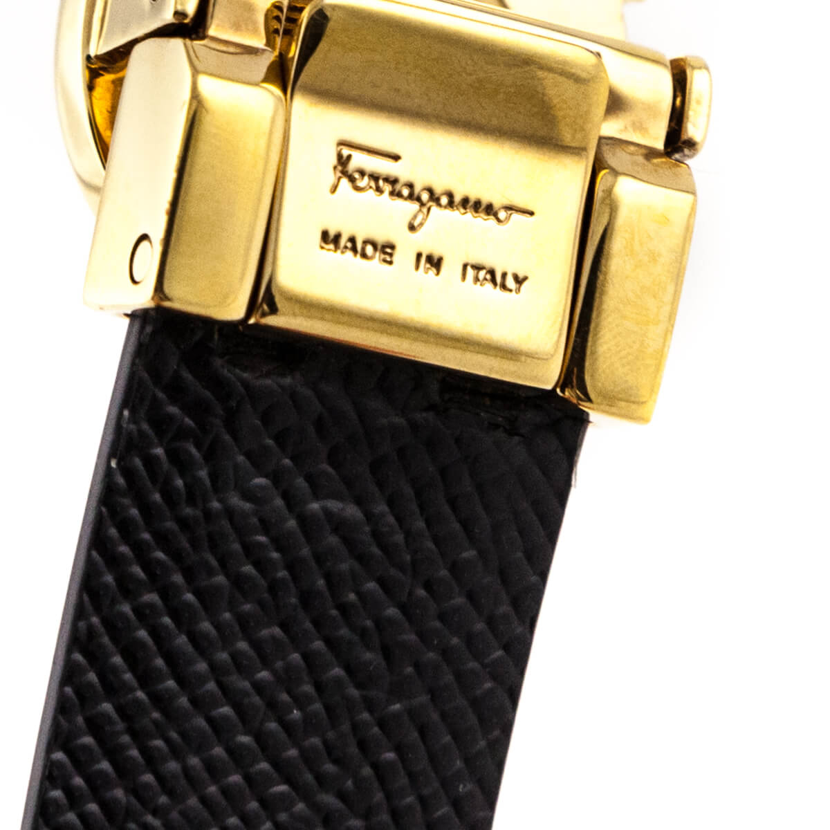 Ferragamo Navy Black Pebbled Calfskin Reversible Gancini Belt Size L - Love that Bag etc - Preowned Authentic Designer Handbags Preloved Fashions