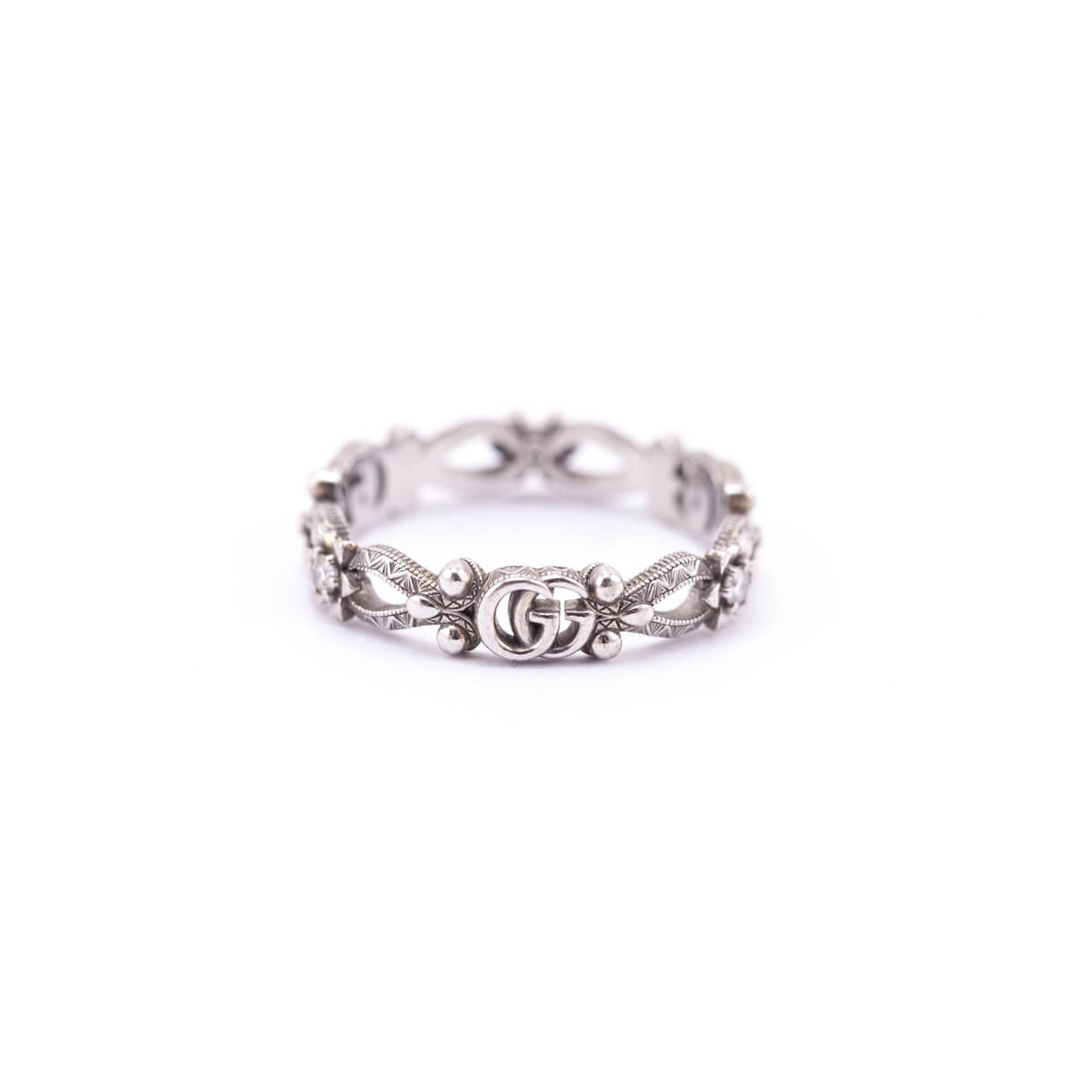 Gucci 18K White Gold Flora Narrow Ring - Love that Bag etc - Preowned Authentic Designer Handbags Preloved Fashions