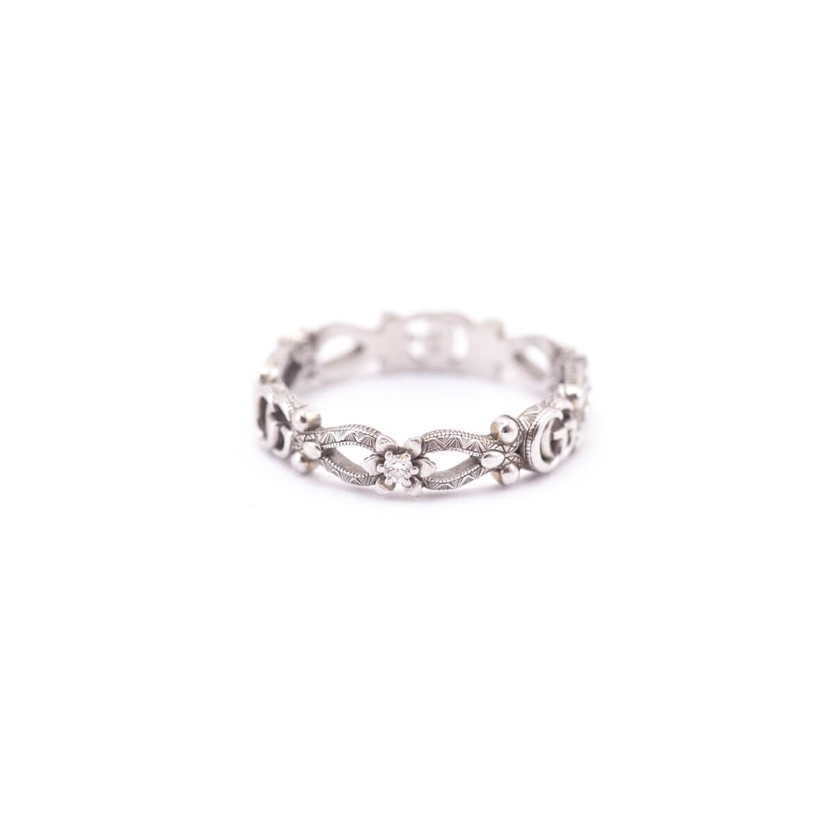 Gucci 18K White Gold Flora Narrow Ring - Love that Bag etc - Preowned Authentic Designer Handbags Preloved Fashions
