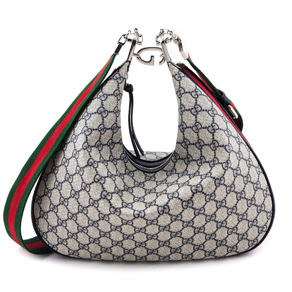 Gucci Blue Beige GG Supreme Large Attache Bag - Love that Bag etc - Preowned Authentic Designer Handbags Preloved Fashions