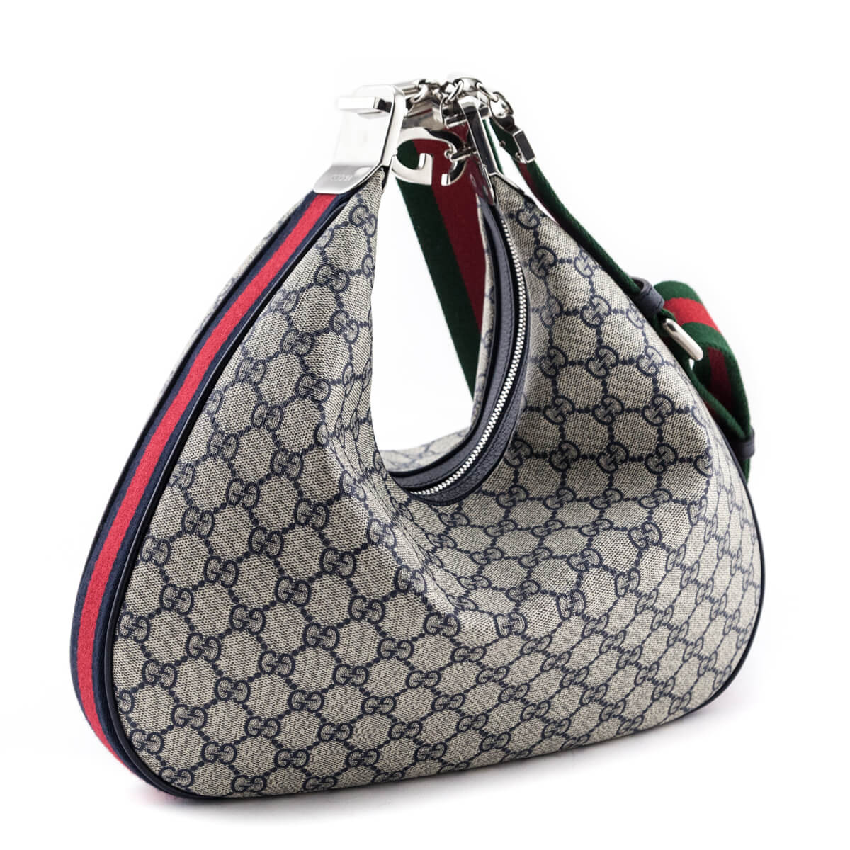 Gucci Blue Beige GG Supreme Large Attache Bag - Love that Bag etc - Preowned Authentic Designer Handbags Preloved Fashions