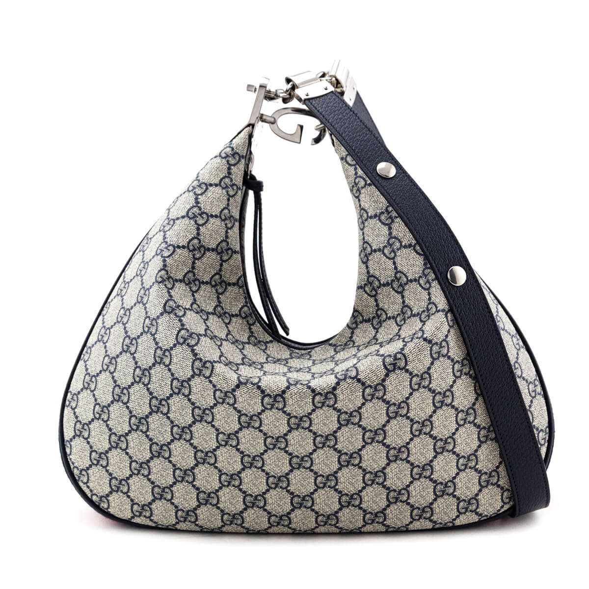 Gucci Blue Beige GG Supreme Large Attache Bag - Love that Bag etc - Preowned Authentic Designer Handbags Preloved Fashions