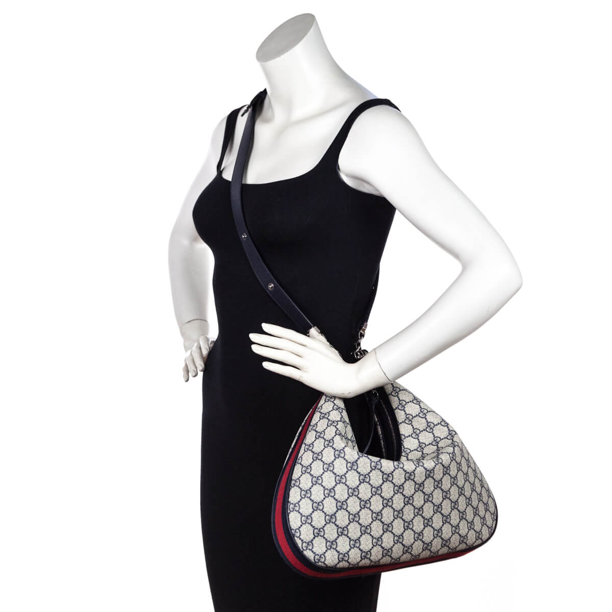 Gucci Blue Beige GG Supreme Large Attache Bag - Love that Bag etc - Preowned Authentic Designer Handbags Preloved Fashions