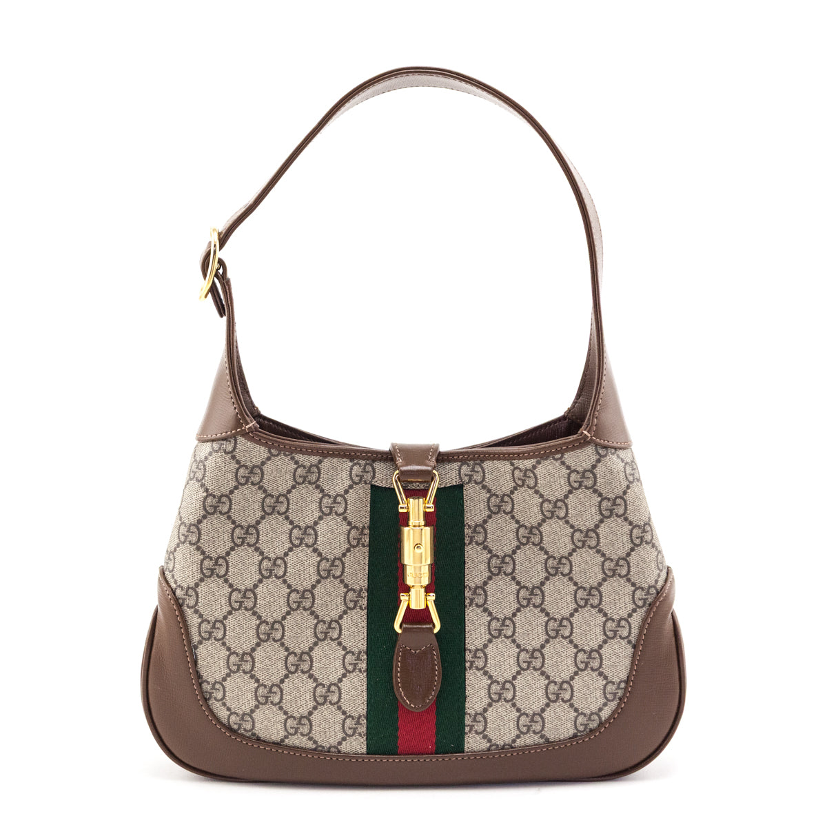 Gucci Brown GG Supreme Monogram Web Small Jackie 1961 Hobo - Love that Bag etc - Preowned Authentic Designer Handbags Preloved Fashions