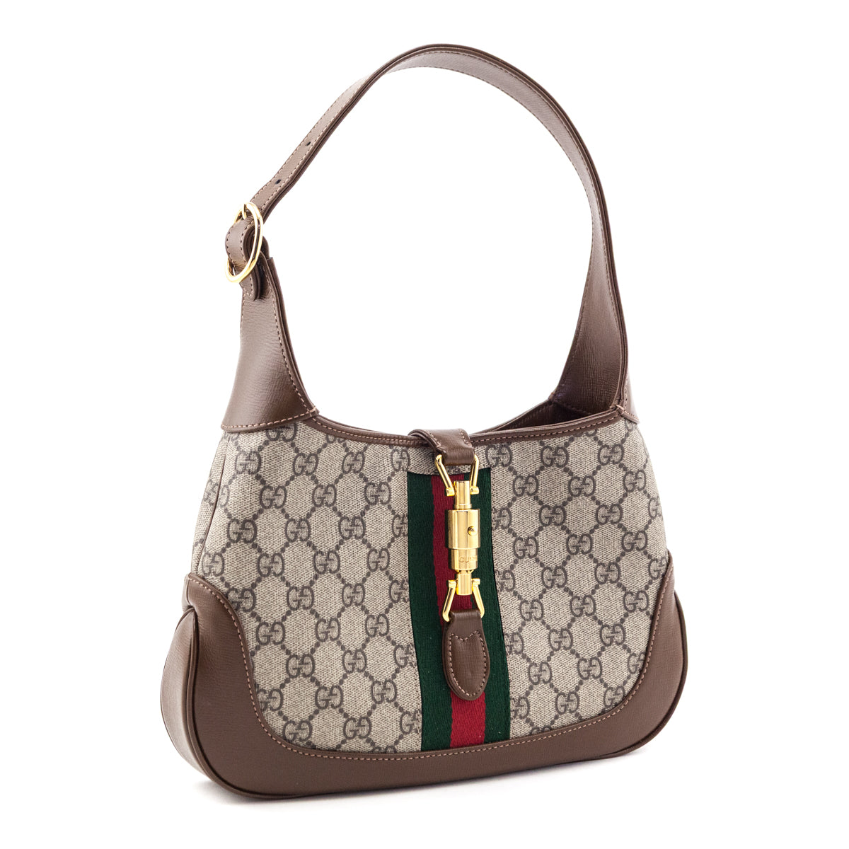 Gucci Brown GG Supreme Monogram Web Small Jackie 1961 Hobo - Love that Bag etc - Preowned Authentic Designer Handbags Preloved Fashions