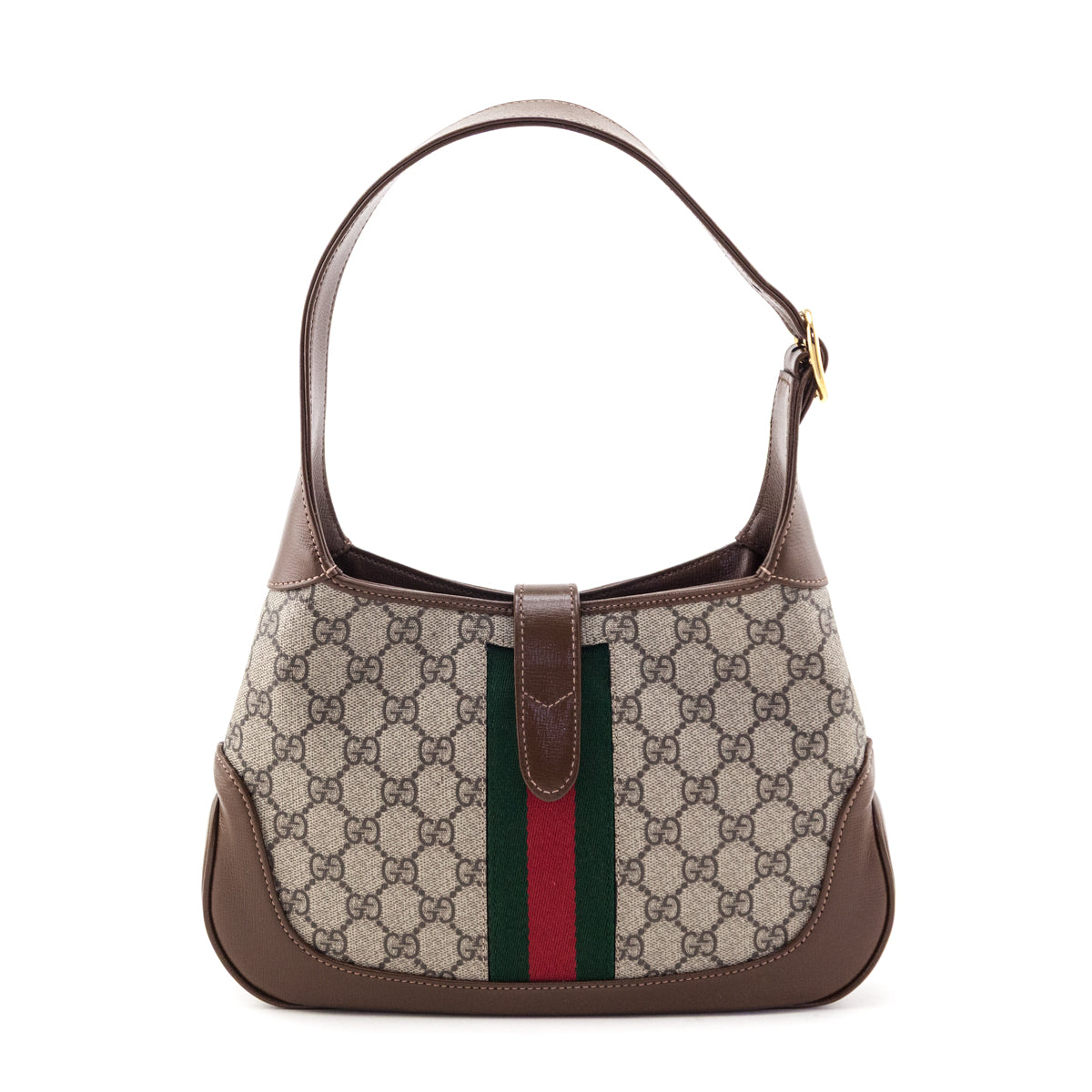 Gucci Brown GG Supreme Monogram Web Small Jackie 1961 Hobo - Love that Bag etc - Preowned Authentic Designer Handbags Preloved Fashions