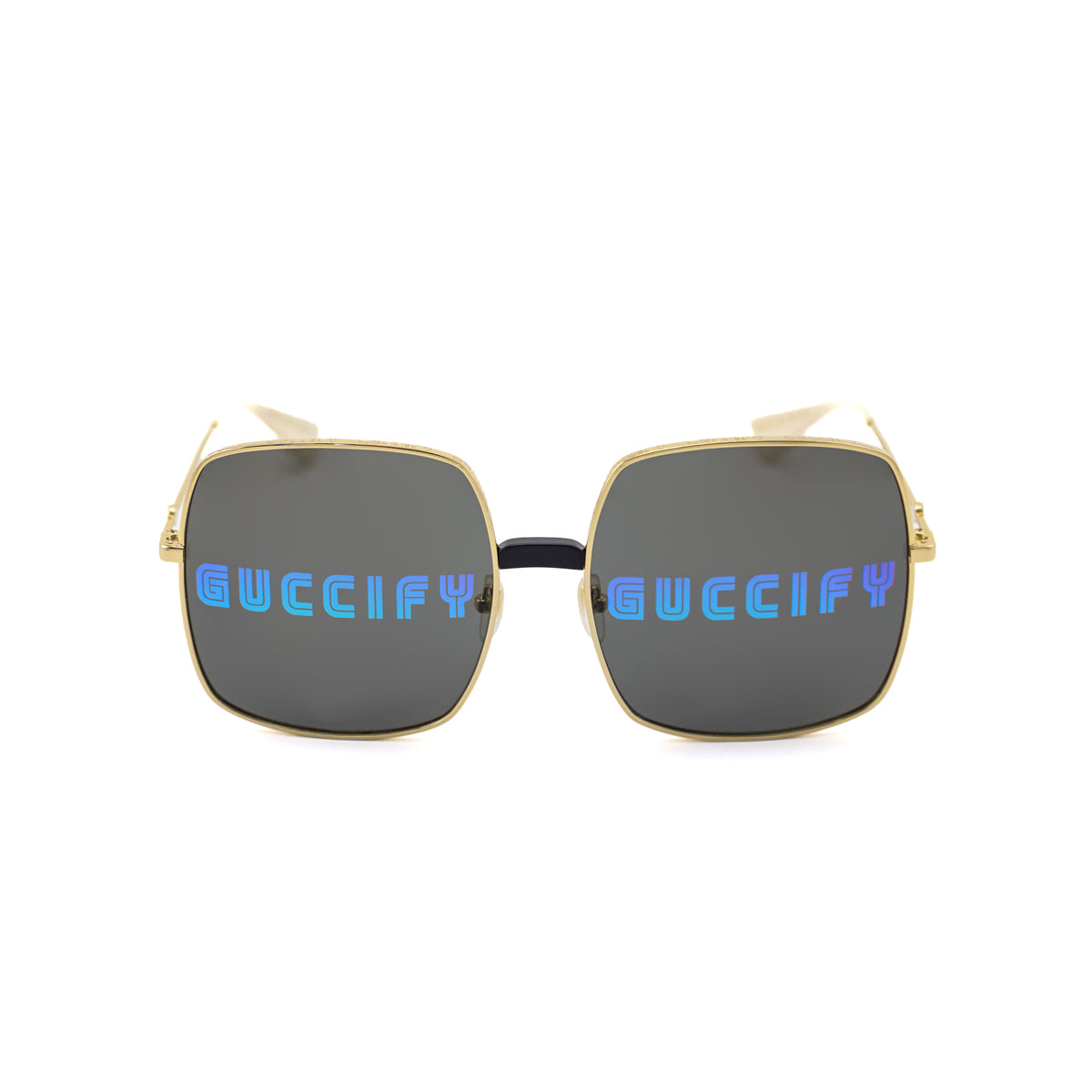 Gucci Gold-tone Guccify Logo Oversized Sunglasses - Love that Bag etc - Preowned Authentic Designer Handbags Preloved Fashions