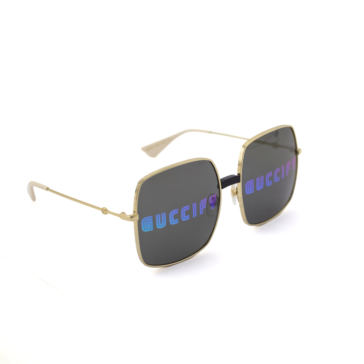 Gucci Gold-tone Guccify Logo Oversized Sunglasses - Love that Bag etc - Preowned Authentic Designer Handbags Preloved Fashions