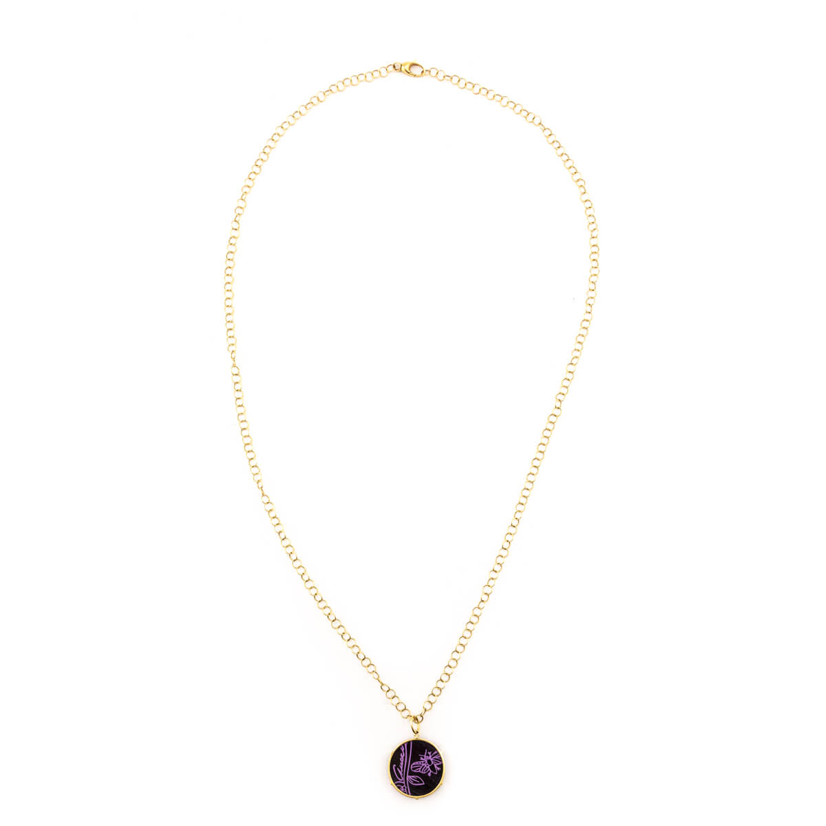 Gucci 18K Gold Sugilite Flora St.Tropez Pendant Necklace - Love that Bag etc - Preowned Authentic Designer Handbags Preloved Fashions