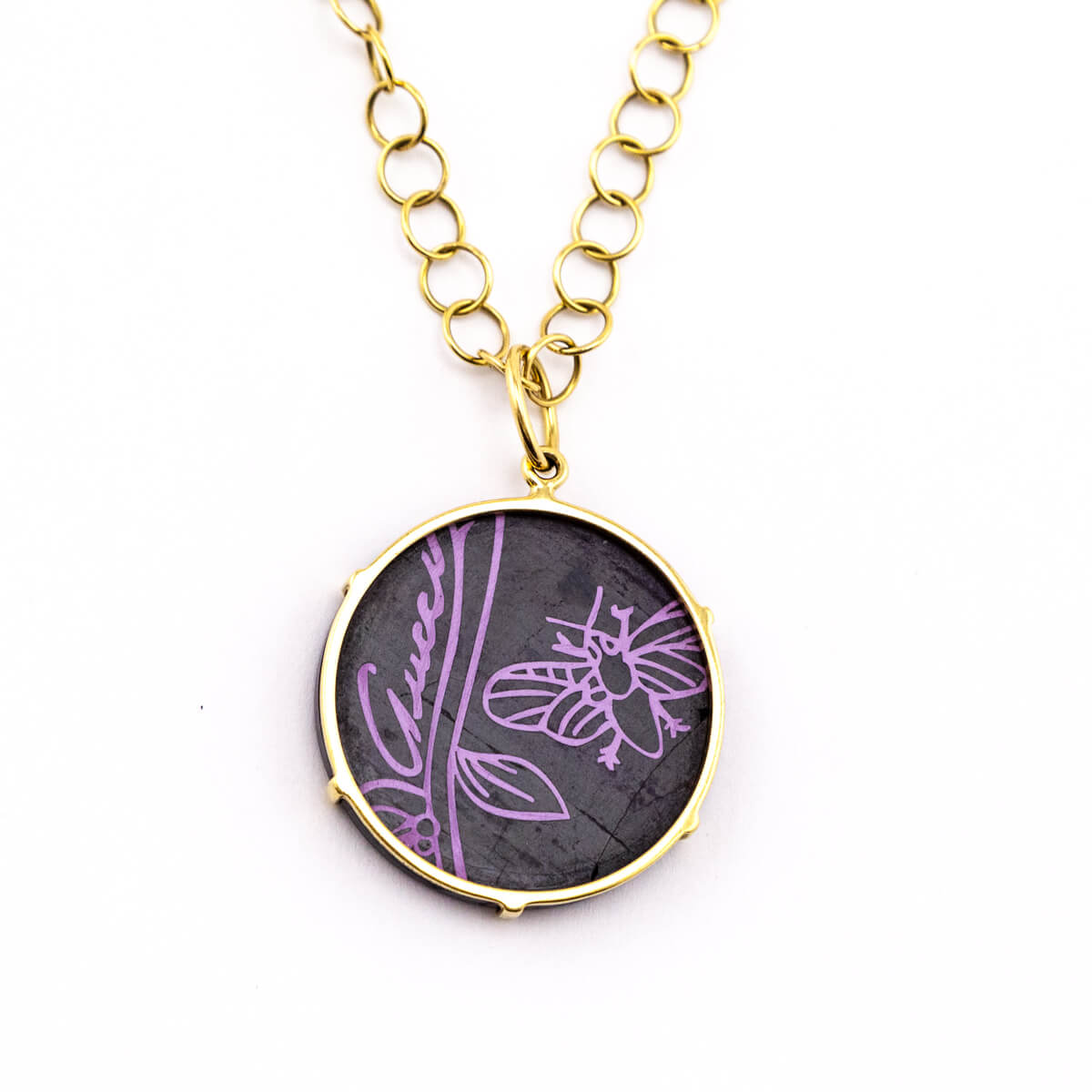 Gucci 18K Gold Sugilite Flora St.Tropez Pendant Necklace - Love that Bag etc - Preowned Authentic Designer Handbags Preloved Fashions