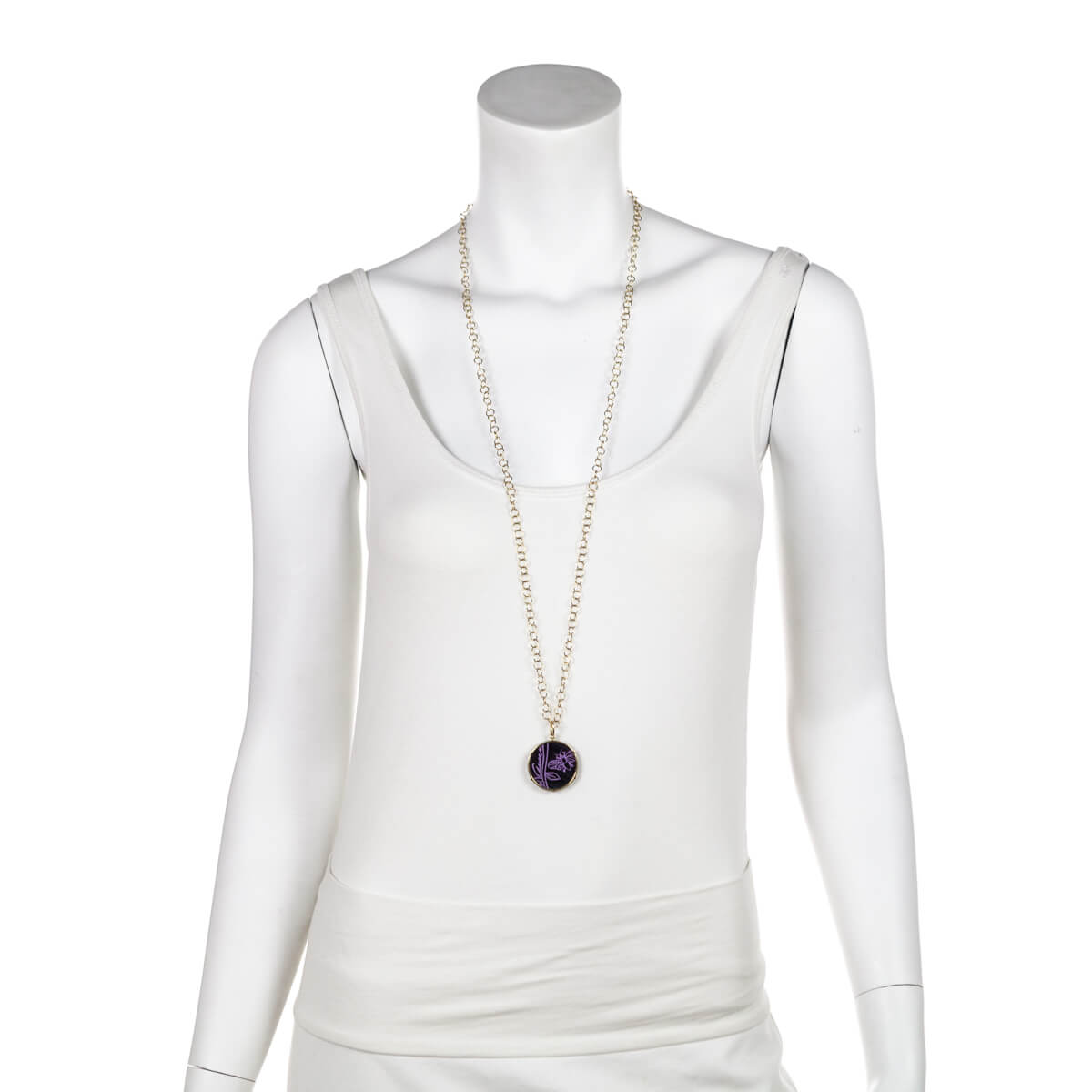 Gucci 18K Gold Sugilite Flora St.Tropez Pendant Necklace - Love that Bag etc - Preowned Authentic Designer Handbags Preloved Fashions