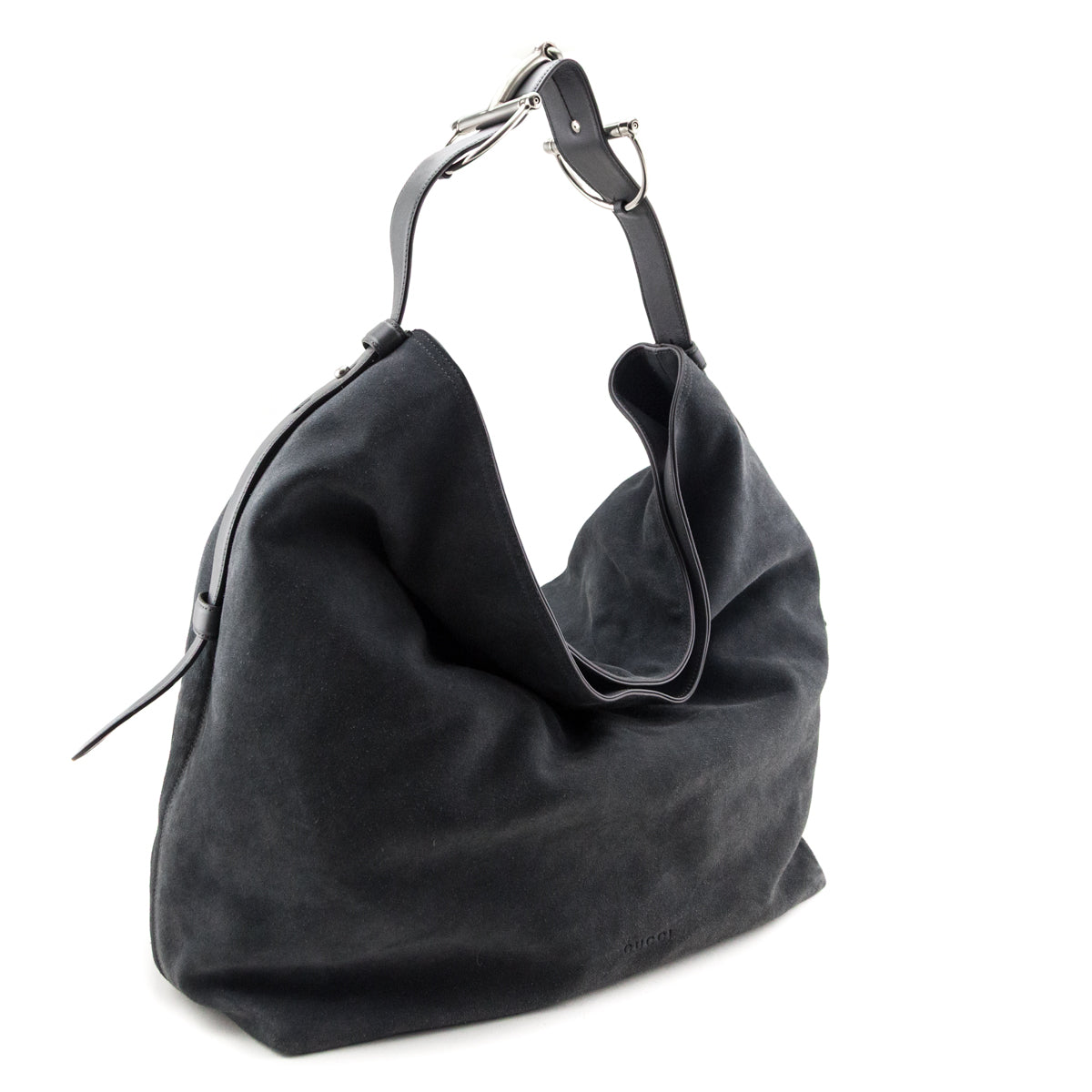 Gucci Grey Suede Beatrix Horsebit Large Tote Bag - Love that Bag etc - Preowned Authentic Designer Handbags Preloved Fashions