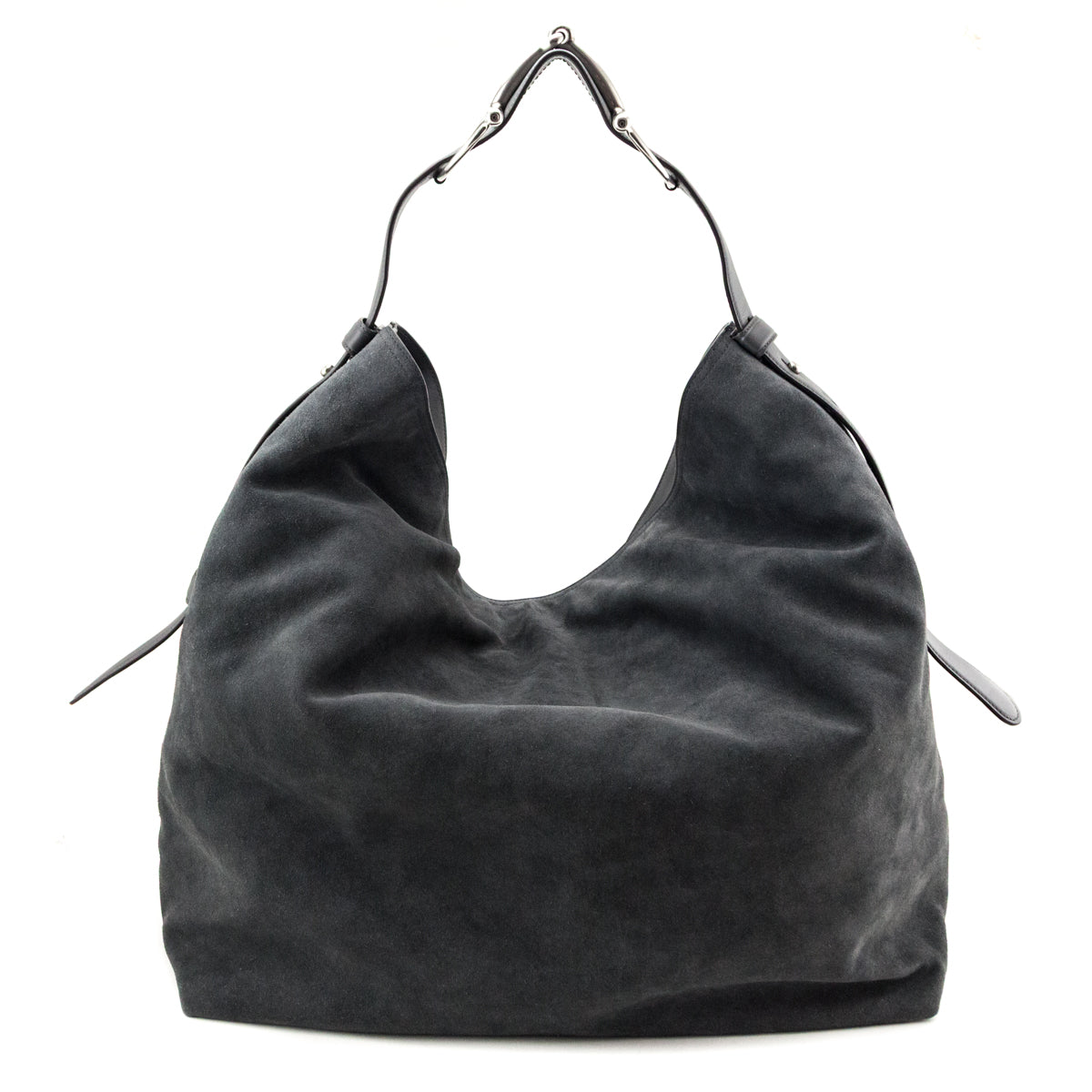 Gucci Grey Suede Beatrix Horsebit Large Tote Bag - Love that Bag etc - Preowned Authentic Designer Handbags Preloved Fashions