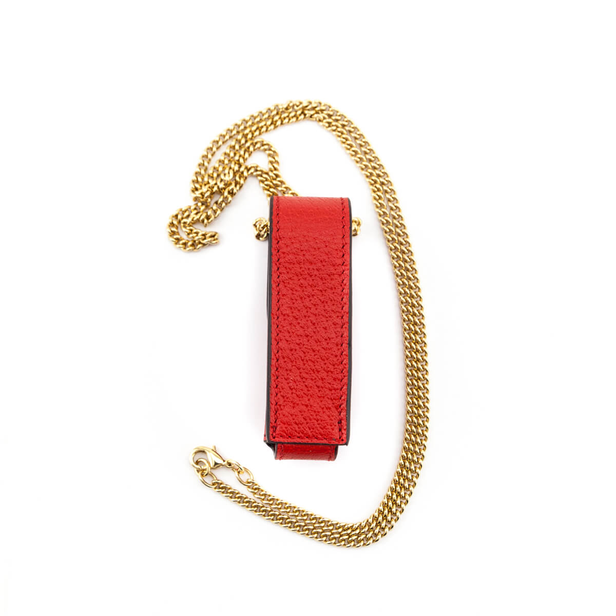 Gucci Red Leather Lipstick Case with Chain - Love that Bag etc - Preowned Authentic Designer Handbags Preloved Fashions