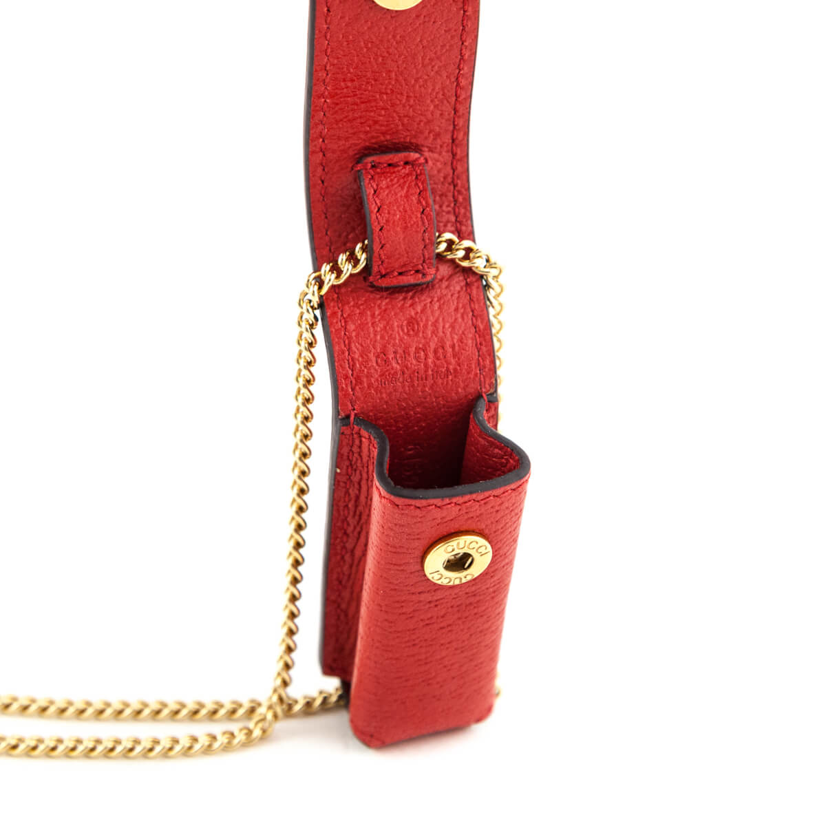 Gucci Red Leather Lipstick Case with Chain - Love that Bag etc - Preowned Authentic Designer Handbags Preloved Fashions