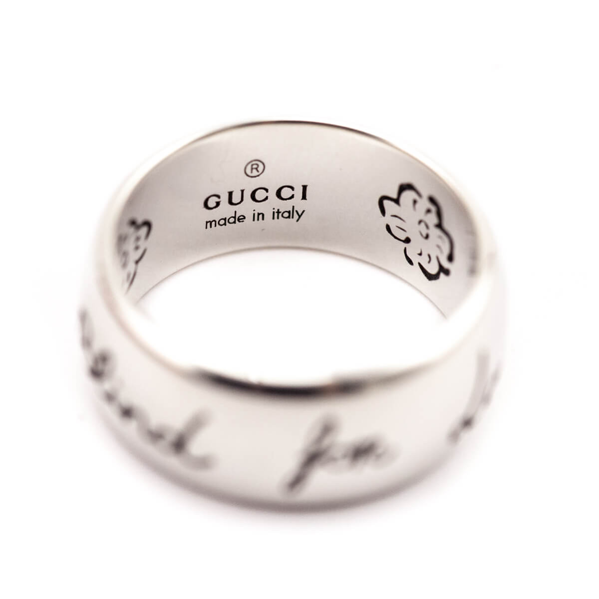 Gucci Sterling Silver Wide Blind for Love Band Ring - Love that Bag etc - Preowned Authentic Designer Handbags Preloved Fashions