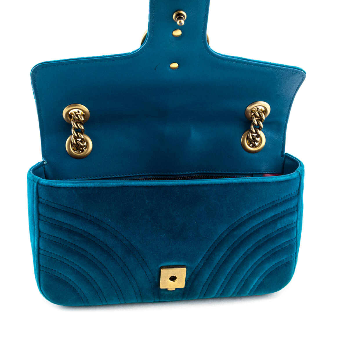 Gucci Teal Velvet Matelasse Small GG Marmont Shoulder Bag - Love that Bag etc - Preowned Authentic Designer Handbags Preloved Fashions