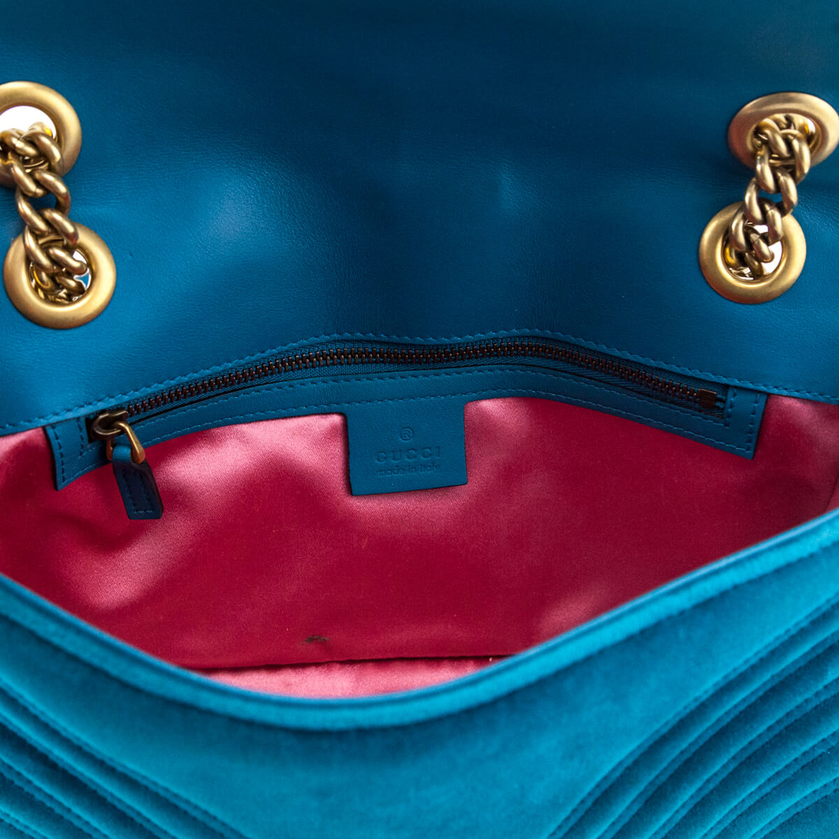 Gucci Teal Velvet Matelasse Small GG Marmont Shoulder Bag - Love that Bag etc - Preowned Authentic Designer Handbags Preloved Fashions