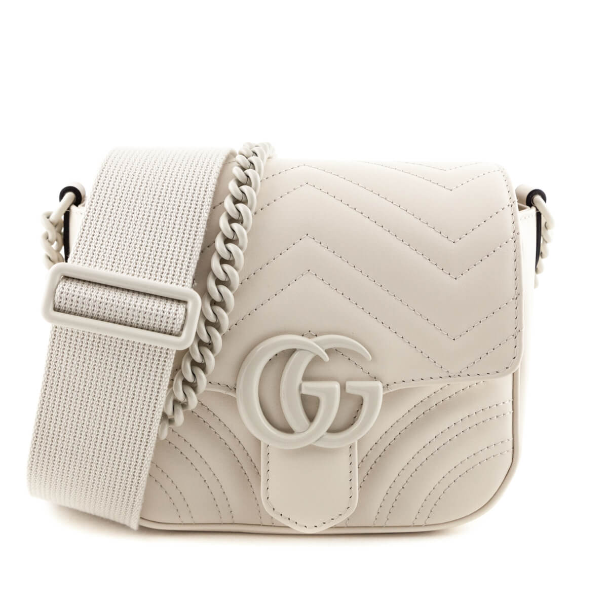 Gucci White Calfskin Matelasse Monochrome GG Marmont Bag - Love that Bag etc - Preowned Authentic Designer Handbags Preloved Fashions