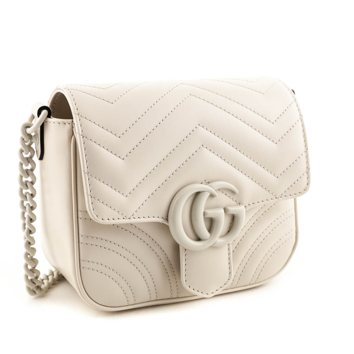 Gucci White Calfskin Matelasse Monochrome GG Marmont Bag - Love that Bag etc - Preowned Authentic Designer Handbags Preloved Fashions
