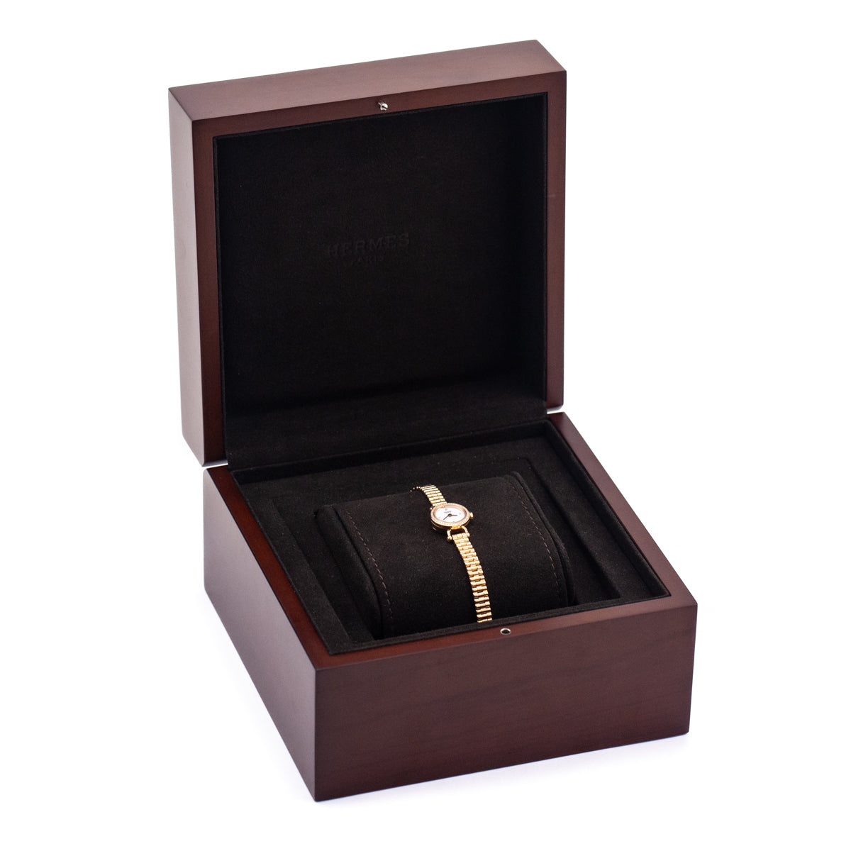 Hermes 18K Rose Gold Diamonds Mini Faubourg Watch - Love that Bag etc - Preowned Authentic Designer Handbags Preloved Fashions