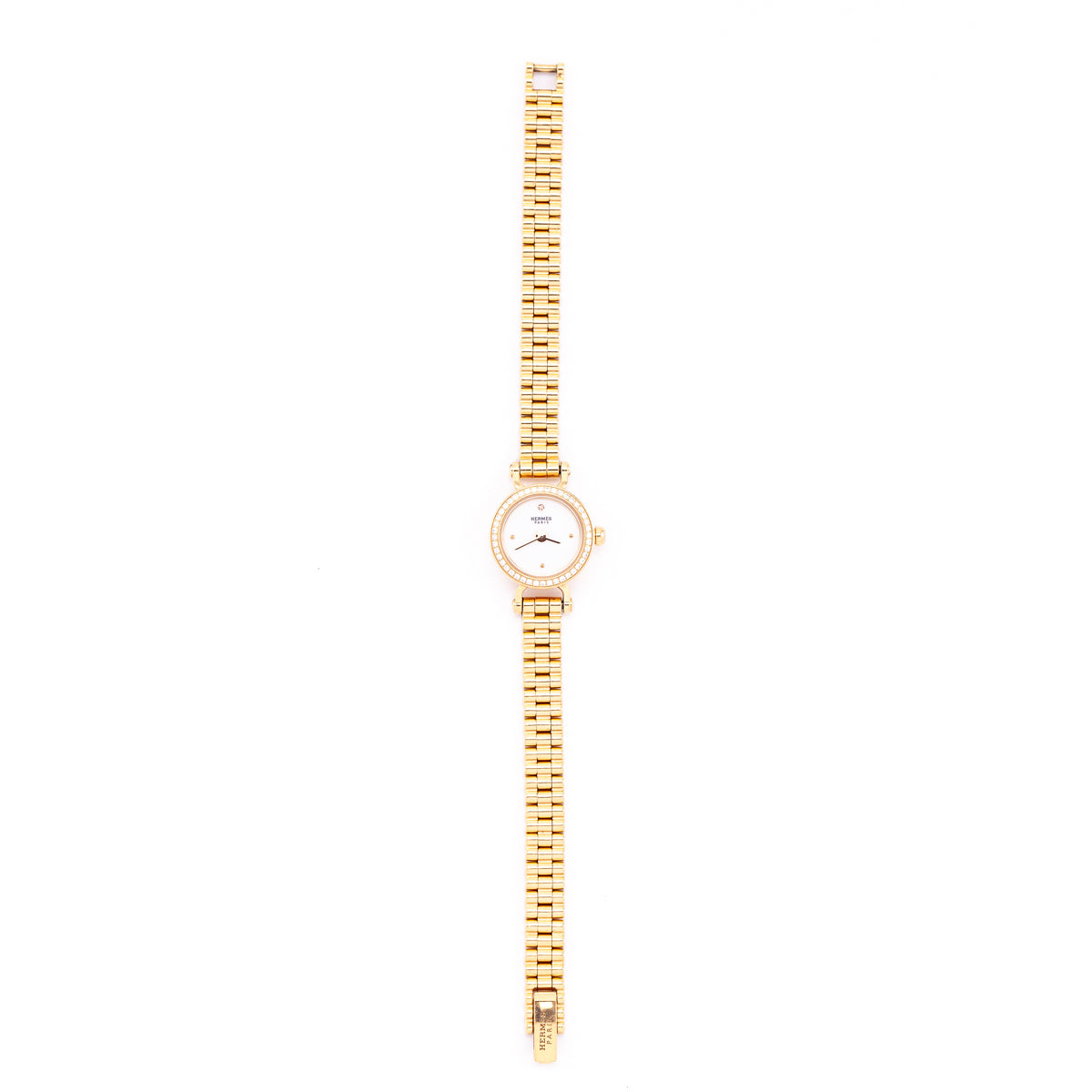 Hermes 18K Rose Gold Diamonds Mini Faubourg Watch - Love that Bag etc - Preowned Authentic Designer Handbags Preloved Fashions