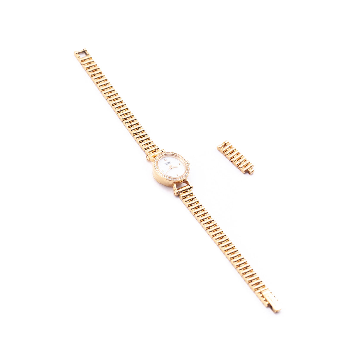 Hermes 18K Rose Gold Diamonds Mini Faubourg Watch - Love that Bag etc - Preowned Authentic Designer Handbags Preloved Fashions