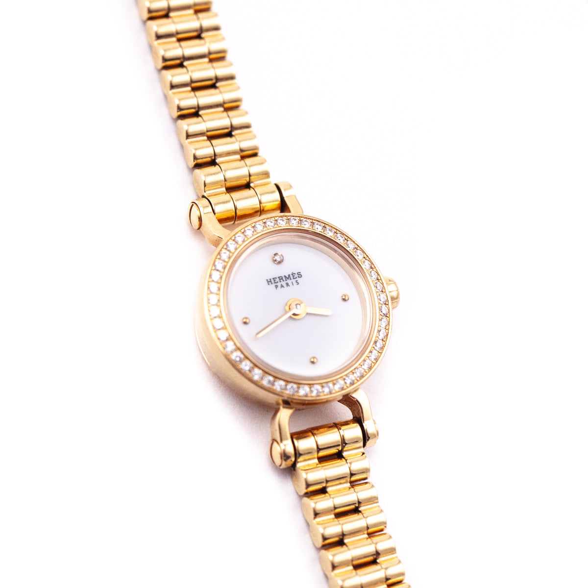 Hermes 18K Rose Gold Diamonds Mini Faubourg Watch - Love that Bag etc - Preowned Authentic Designer Handbags Preloved Fashions