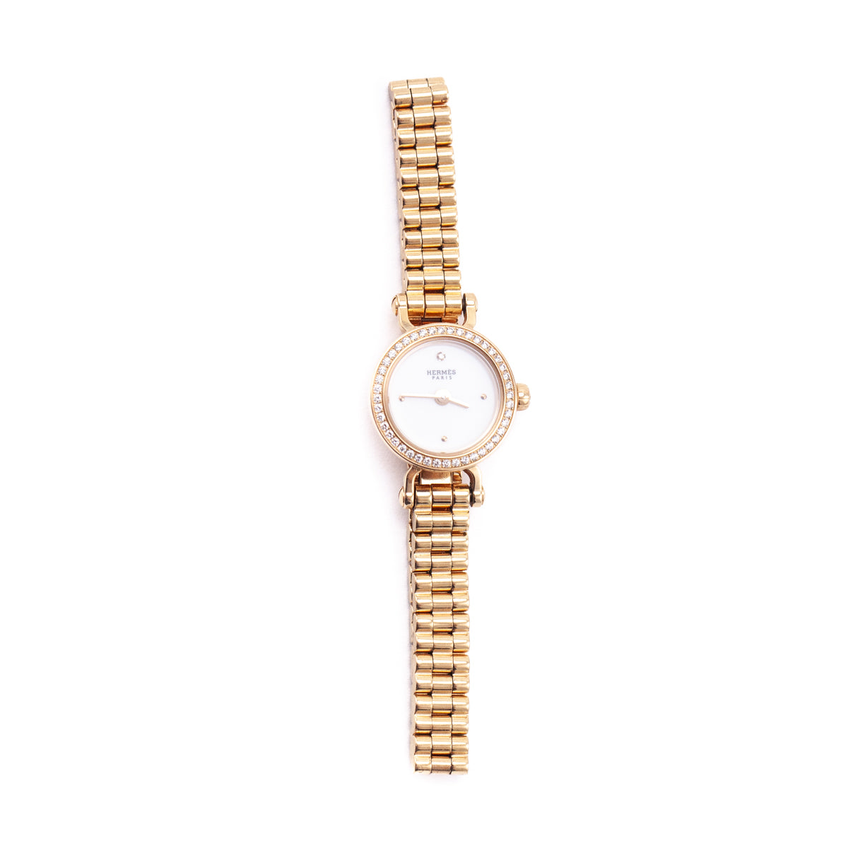 Hermes 18K Rose Gold Diamonds Mini Faubourg Watch - Love that Bag etc - Preowned Authentic Designer Handbags Preloved Fashions