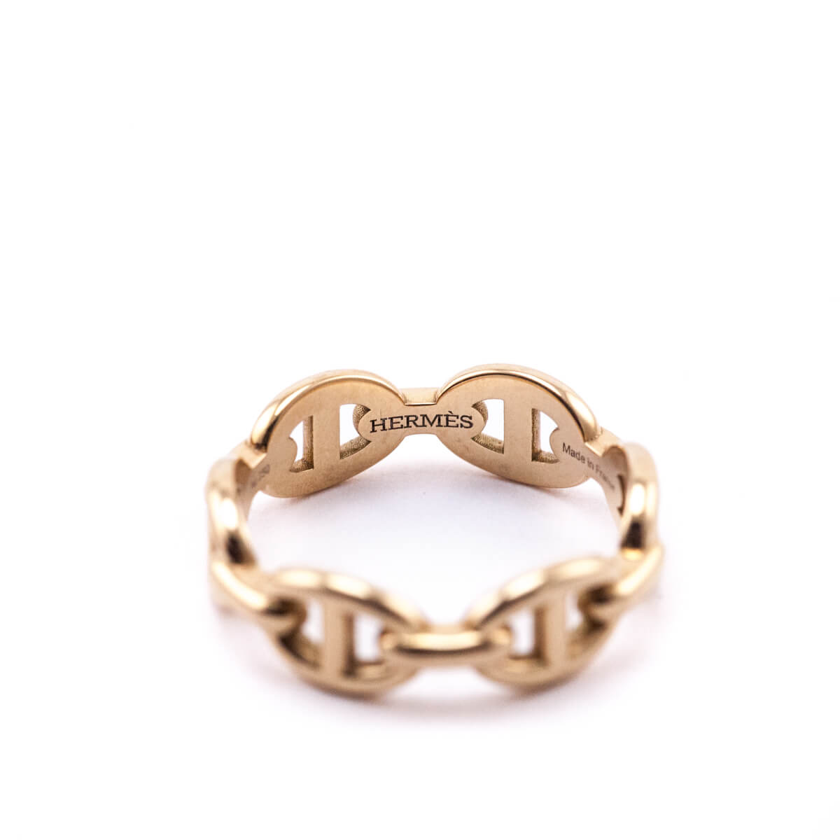 Hermes 18K Rose Gold PM Chaine d'Ancre Enchainee Ring - Love that Bag etc - Preowned Authentic Designer Handbags Preloved Fashions