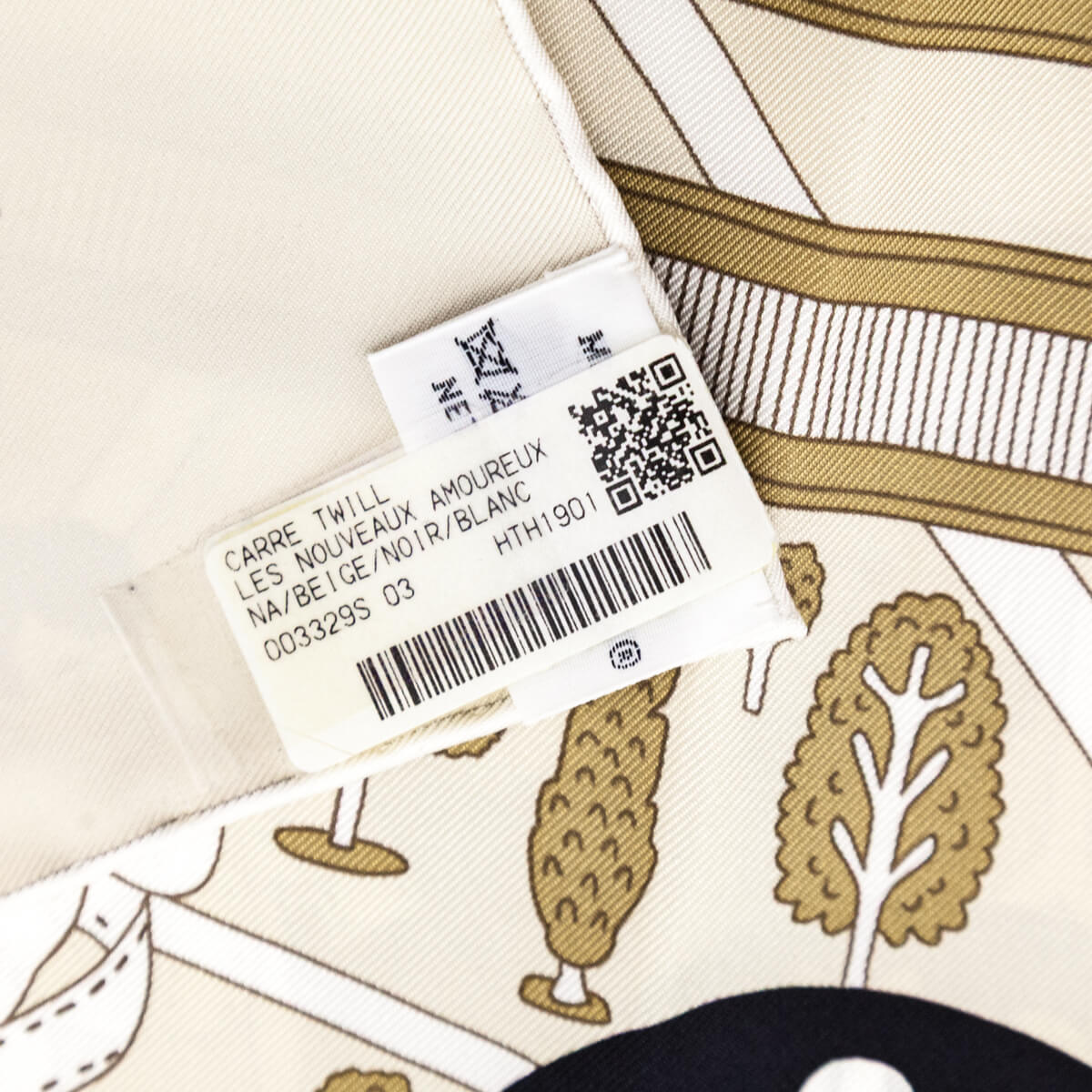 Hermes Beige Silk Les Nouveaux Amoureux de Paris Scarf 90 - Love that Bag etc - Preowned Authentic Designer Handbags Preloved Fashions