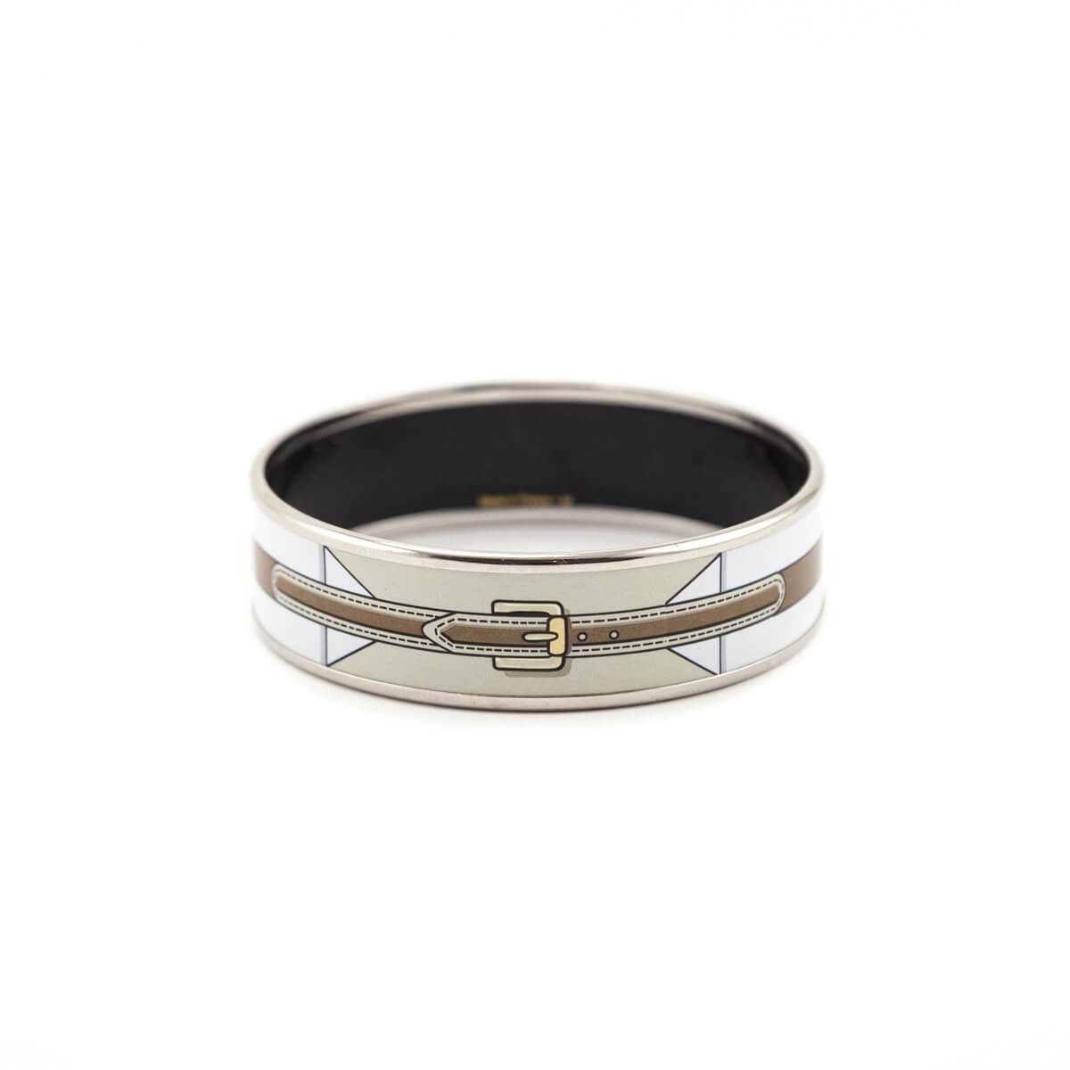 Hermes Beige White Enamel Wide Selliers Bracelet - Love that Bag etc - Preowned Authentic Designer Handbags Preloved Fashions