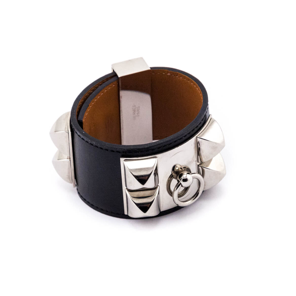 Hermes Black Leather Palladium Collier De Chien Bracelet - Love that Bag etc - Preowned Authentic Designer Handbags Preloved Fashions