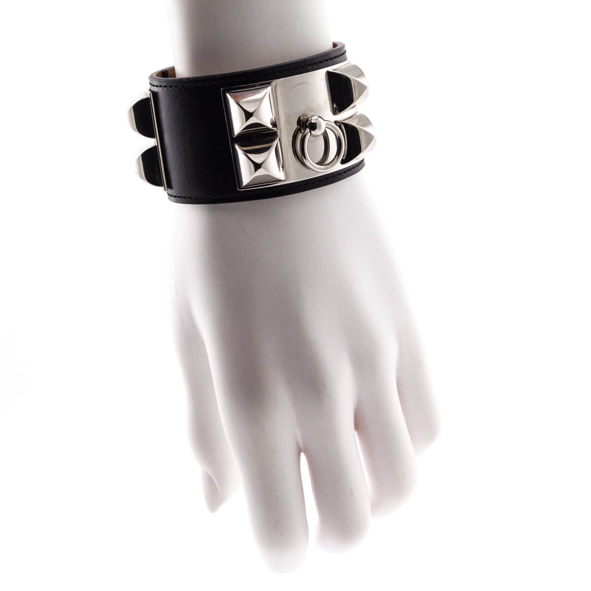 Hermes Black Leather Palladium Collier De Chien Bracelet - Love that Bag etc - Preowned Authentic Designer Handbags Preloved Fashions