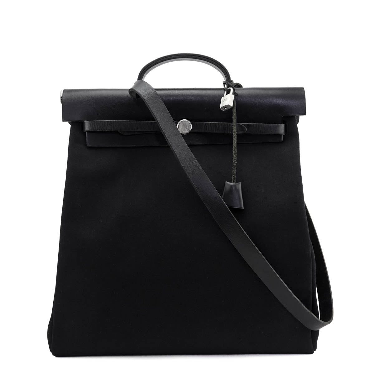Hermes Black Toile Vache Calfskin Herbag 39 Interchangable Bag - Love that Bag etc - Preowned Authentic Designer Handbags Preloved Fashions