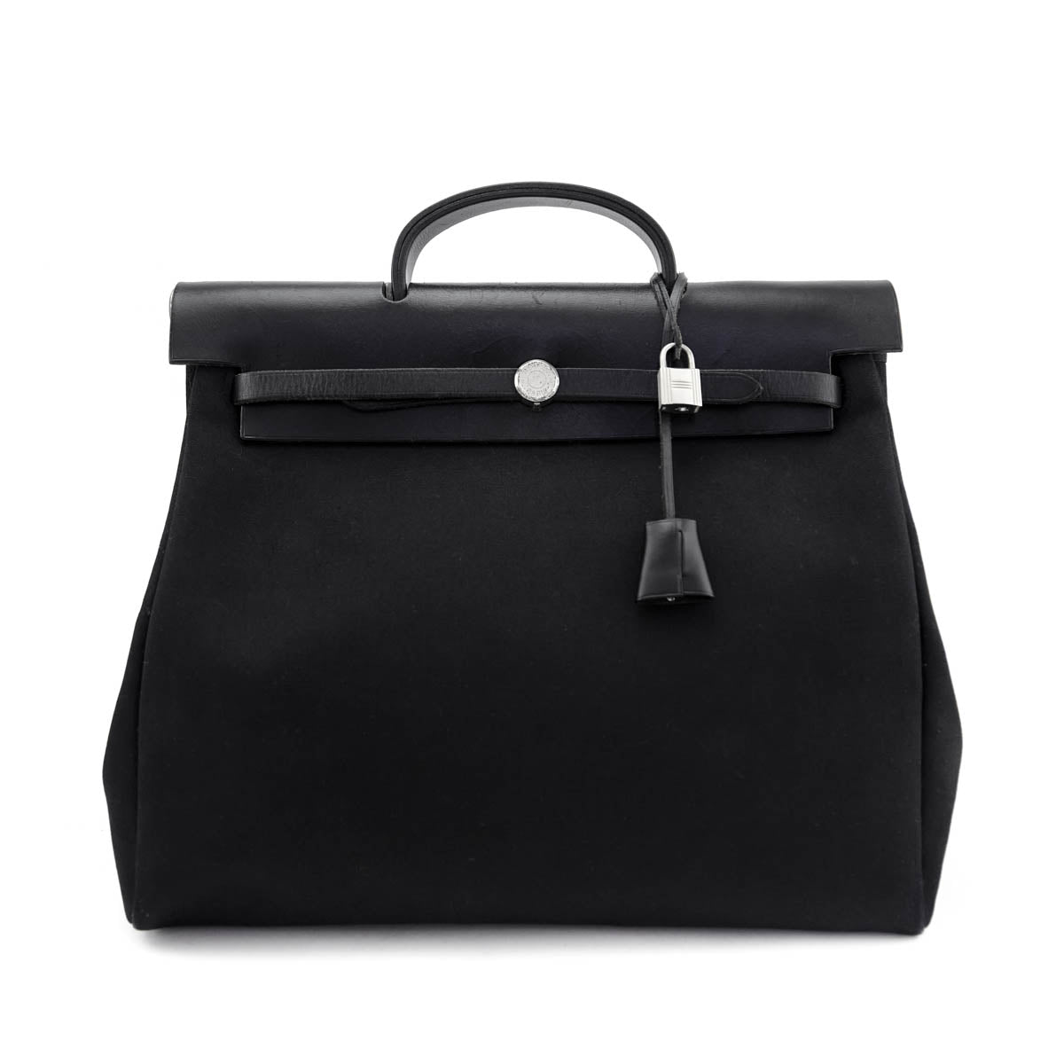 Hermes Black Toile Vache Calfskin Herbag 39 Interchangable Bag - Love that Bag etc - Preowned Authentic Designer Handbags Preloved Fashions
