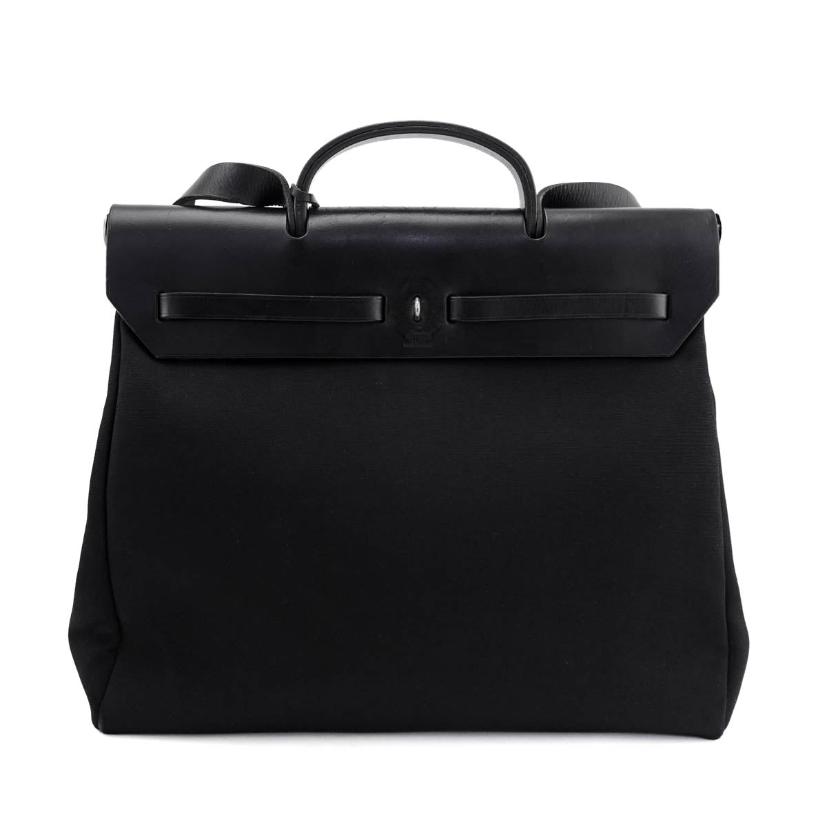 Hermes Black Toile Vache Calfskin Herbag 39 Interchangable Bag - Love that Bag etc - Preowned Authentic Designer Handbags Preloved Fashions