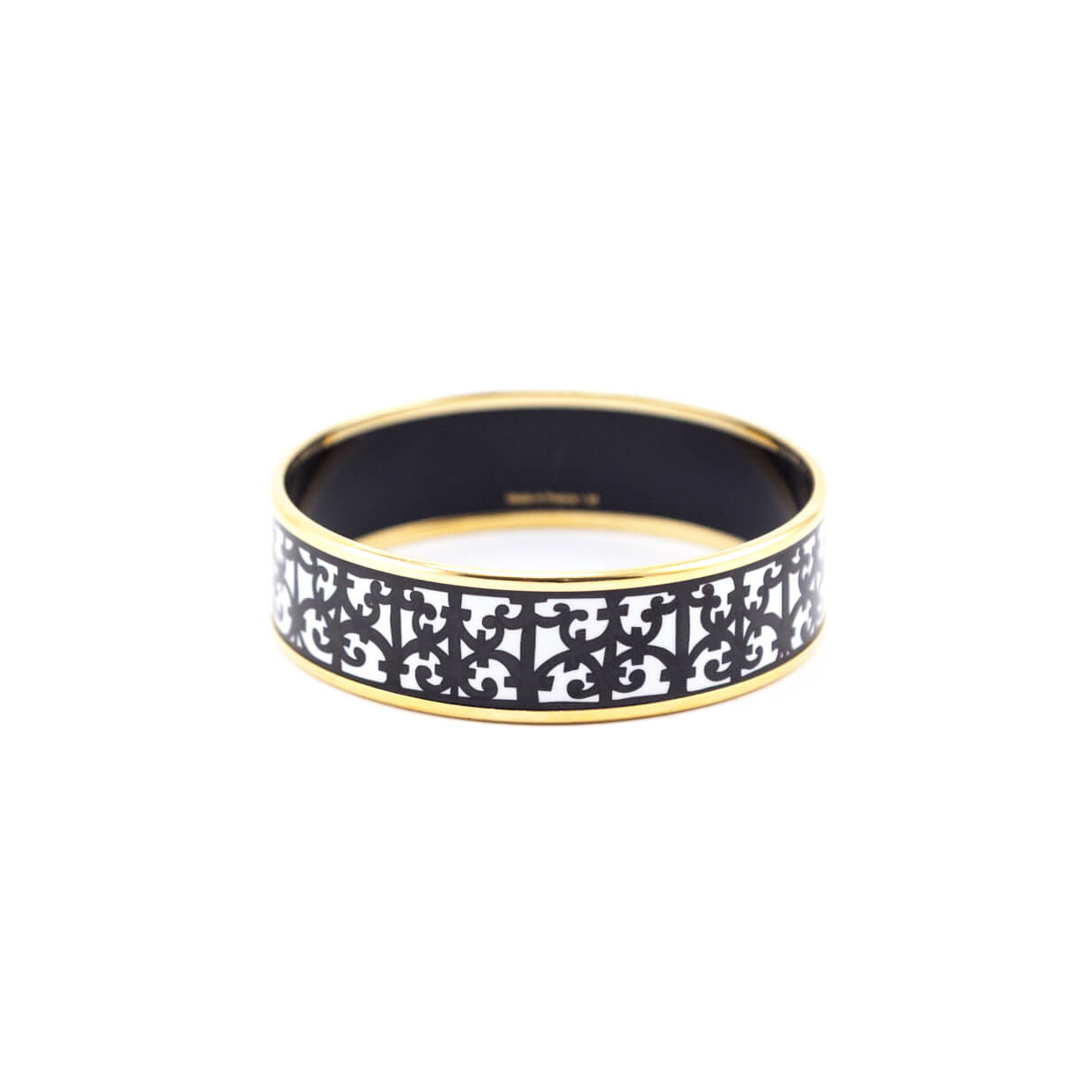Hermes Black White Enamel Wide Balcons du Guadalquivir Bracelet - Love that Bag etc - Preowned Authentic Designer Handbags Preloved Fashions