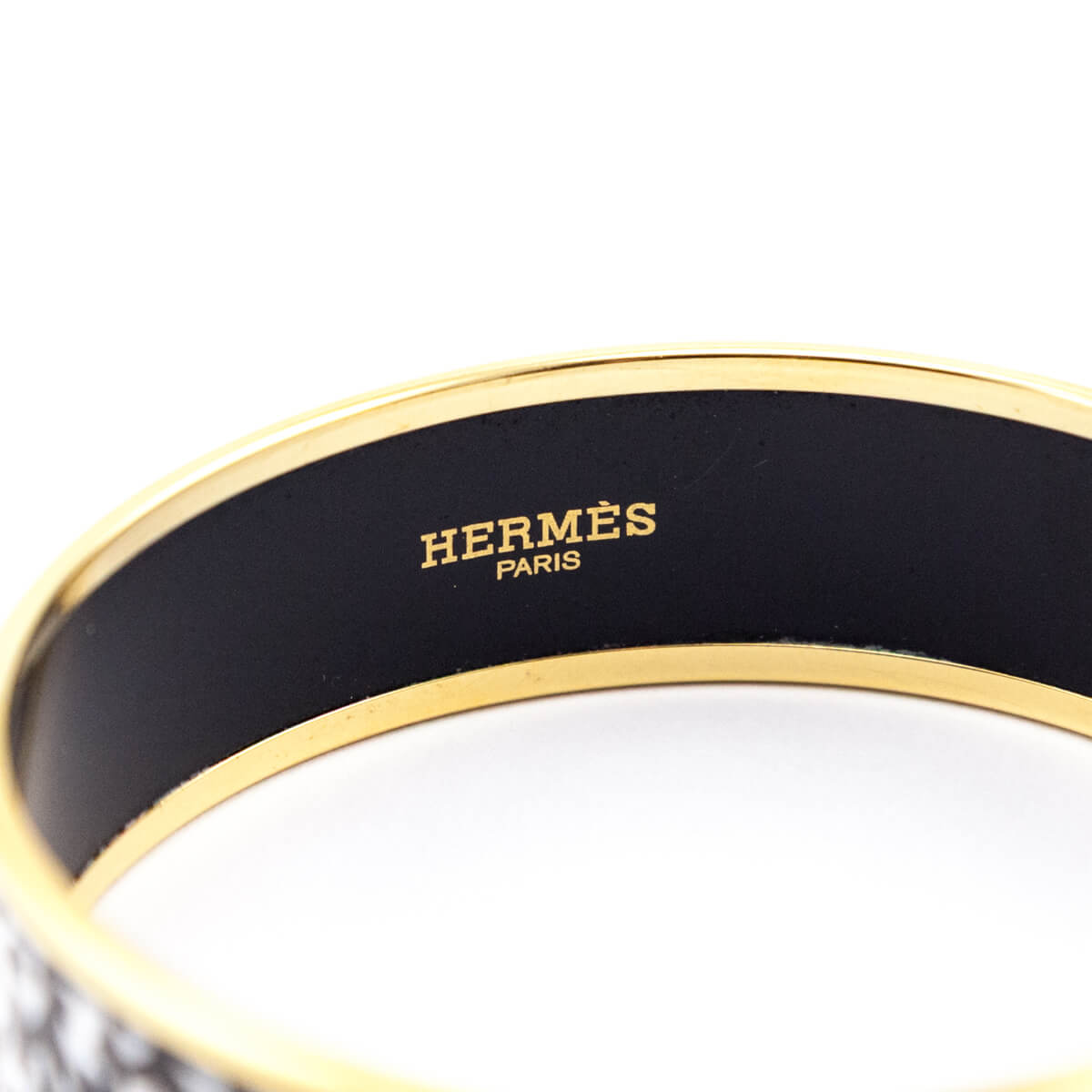 Hermes Black White Enamel Wide Balcons du Guadalquivir Bracelet - Love that Bag etc - Preowned Authentic Designer Handbags Preloved Fashions