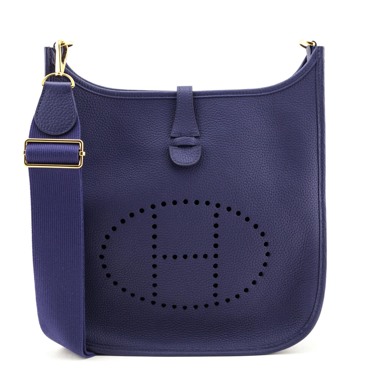 Hermes Bleu Encre Taurillon Clemence Evelyne III 29 PM - Love that Bag etc - Preowned Authentic Designer Handbags Preloved Fashions