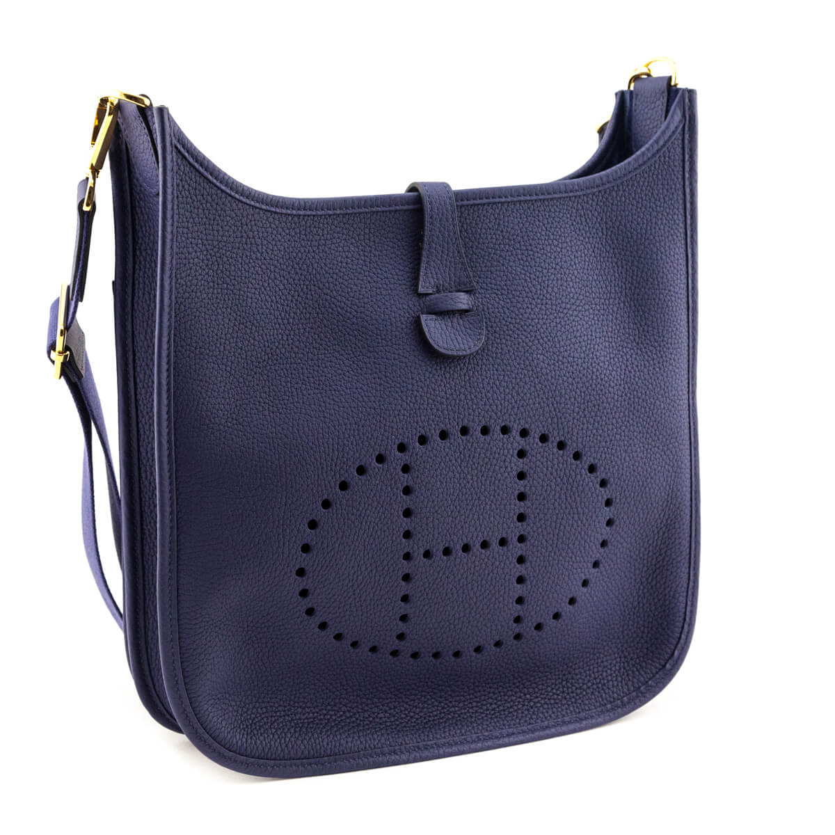 Hermes Bleu Encre Taurillon Clemence Evelyne III 29 PM - Love that Bag etc - Preowned Authentic Designer Handbags Preloved Fashions