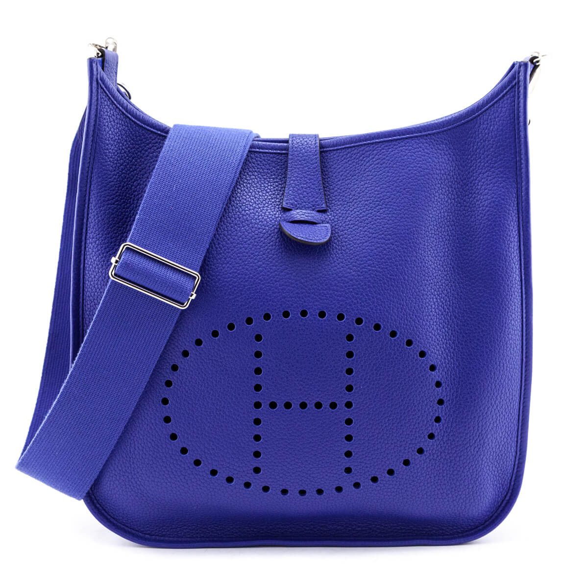 Hermes Bleu Royal Clemence Evelyne III GM - Love that Bag etc - Preowned Authentic Designer Handbags Preloved Fashions