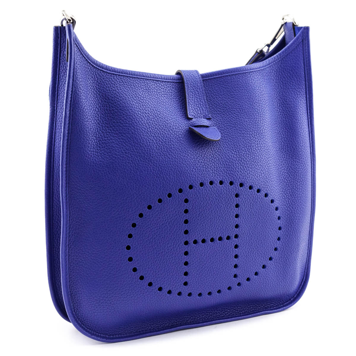 Hermes Bleu Royal Clemence Evelyne III GM - Love that Bag etc - Preowned Authentic Designer Handbags Preloved Fashions