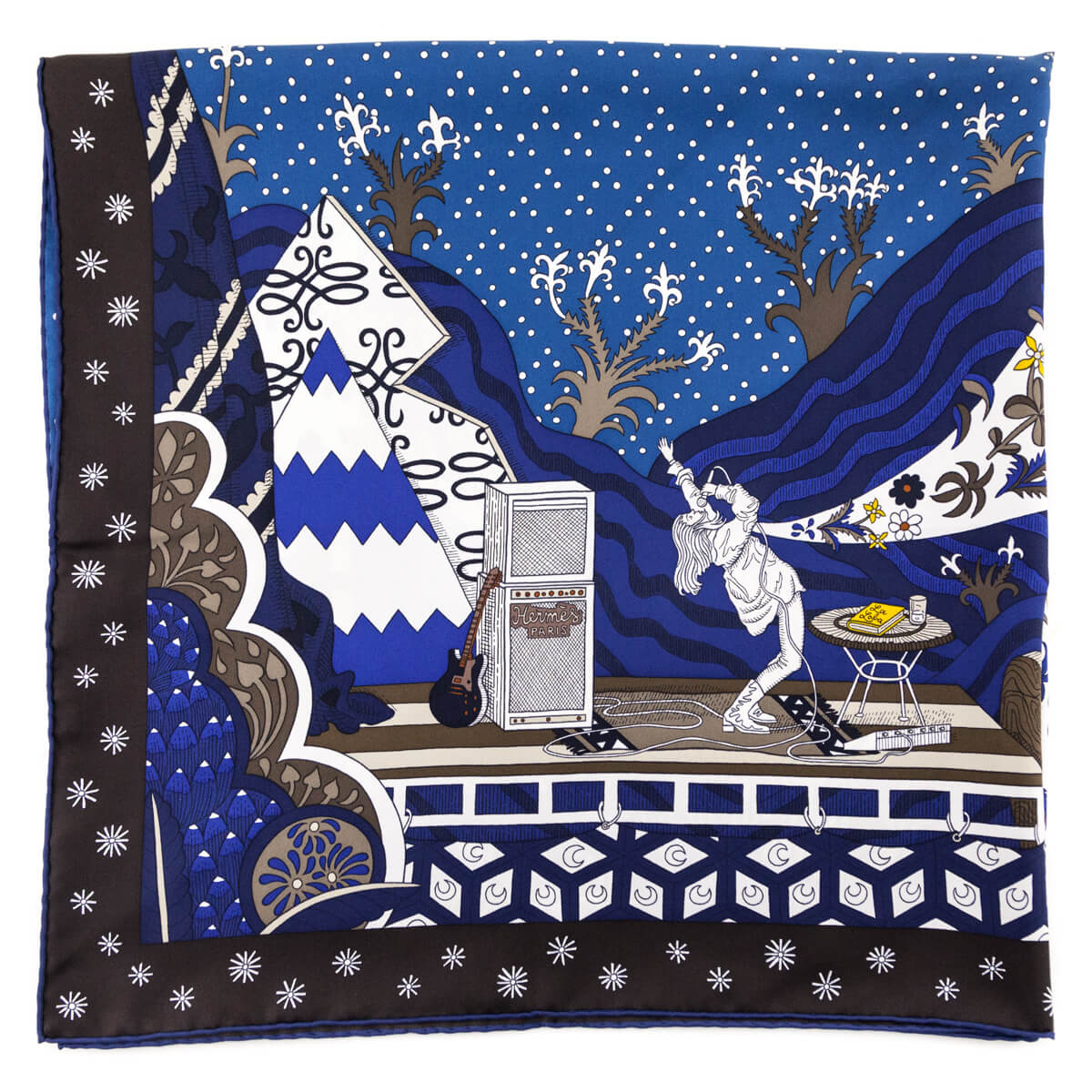 Hermes Blue Le Premier Chant Silk Scarf 90 - Love that Bag etc - Preowned Authentic Designer Handbags Preloved Fashions